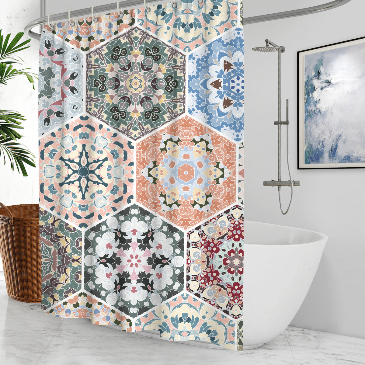 Waterproof Shower Curtain Cross-border Amazon Polyester Toilet Shower Curtain