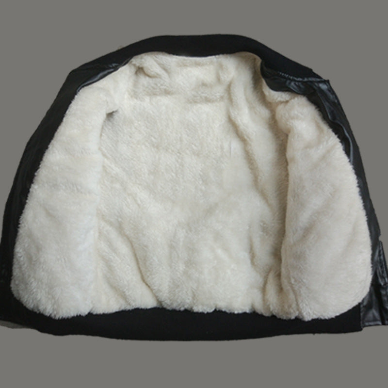 Children's Plush Padded Pu Leather Jacket
