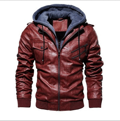 Leather Jacket Black Autumn Men's Coat Slim Fit Zipper