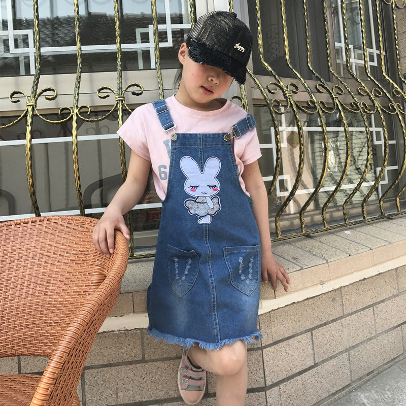 Korean Version Of Children Suspender Skirt 3-10 Years Old Baby Denim Skirt Girl Suspender Skirt