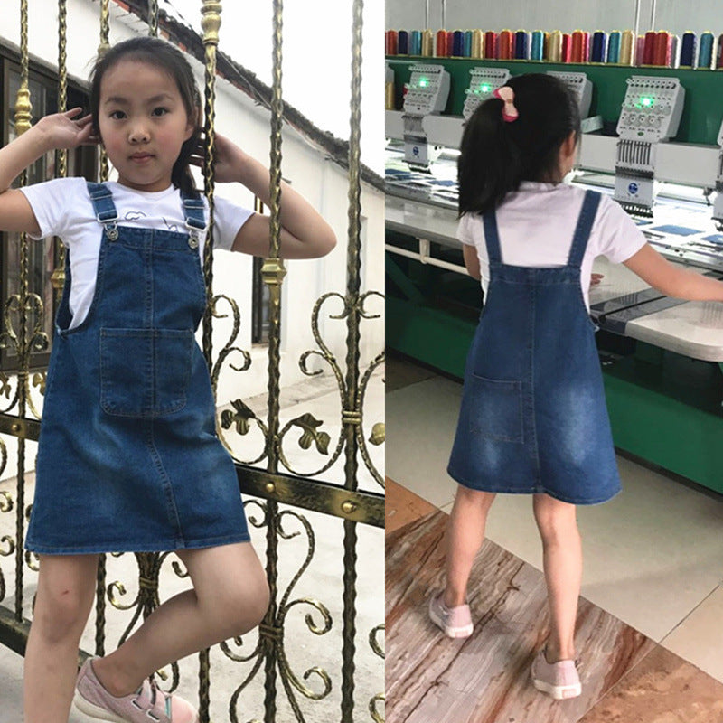 Korean Version Of Children Suspender Skirt 3-10 Years Old Baby Denim Skirt Girl Suspender Skirt