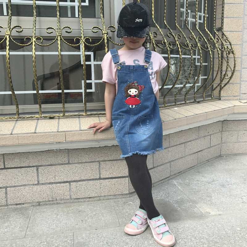 Korean Version Of Children Suspender Skirt 3-10 Years Old Baby Denim Skirt Girl Suspender Skirt