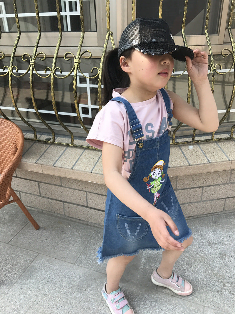 Korean Version Of Children Suspender Skirt 3-10 Years Old Baby Denim Skirt Girl Suspender Skirt