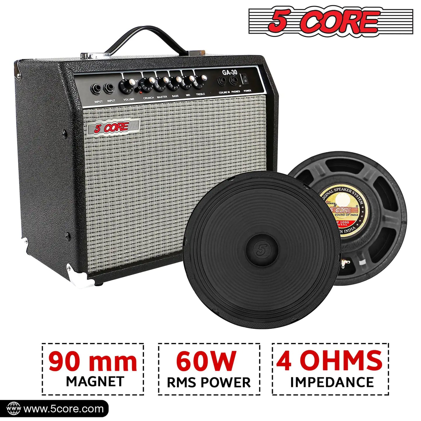5Core 10 inch Guitar Speaker 60W RMS 8 Ohm 13Oz Magnet Replacement Driver for Guitars Amplifier