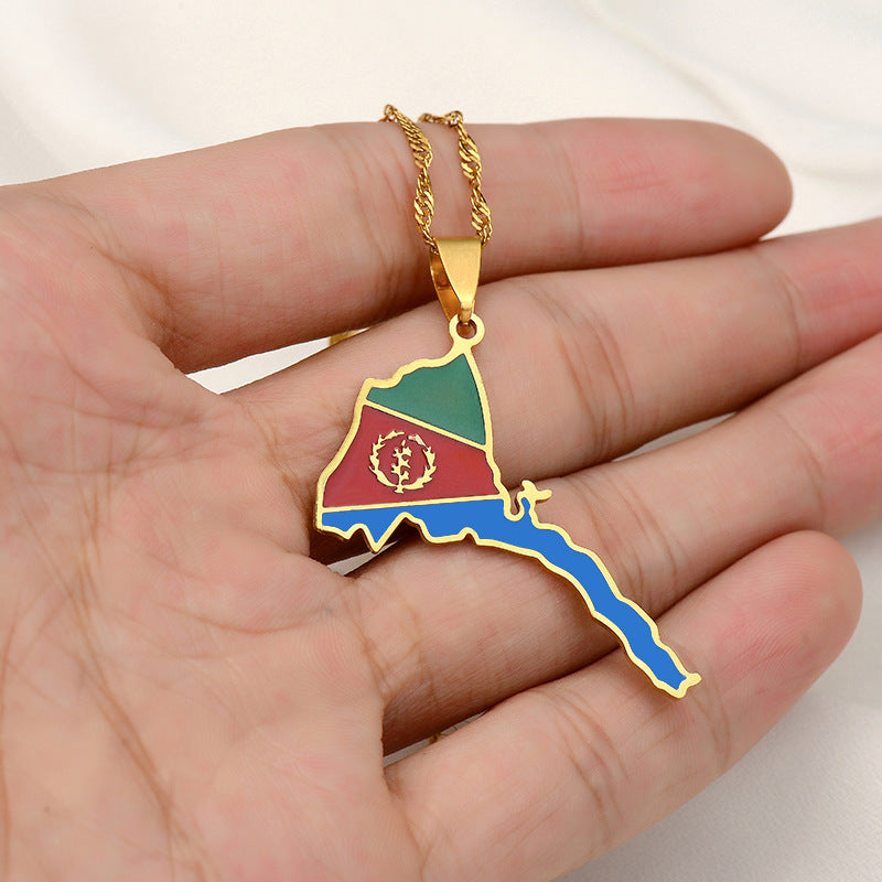 European And American Retro Ethnic Style Eritrea Map Necklace