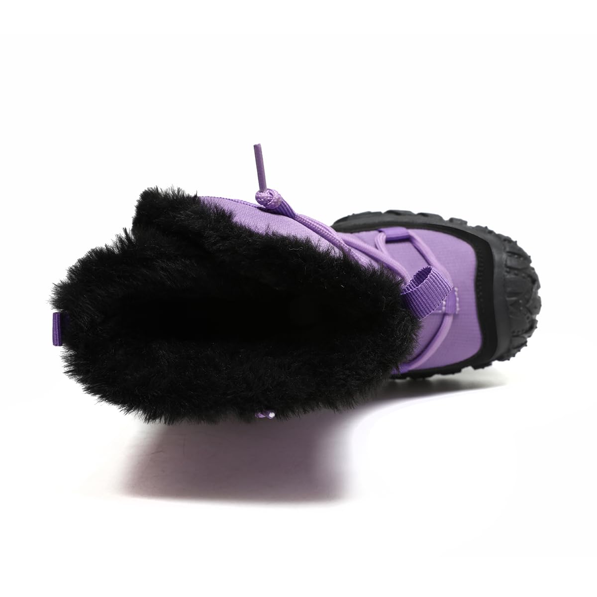 kulebear Boys Girls Wnter Snow Boots Warm Outdoor Hiking Shoes Waterproof Anti-slip Boots BlackPurple 4 Big Kid