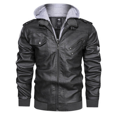 Leather Jacket Black Autumn Men's Coat Slim Fit Zipper