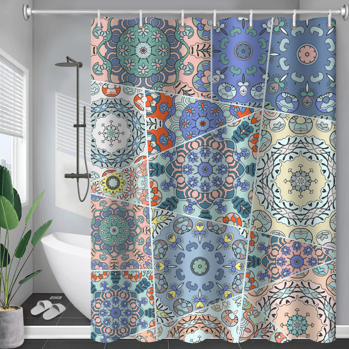 Waterproof Shower Curtain Cross-border Amazon Polyester Toilet Shower Curtain
