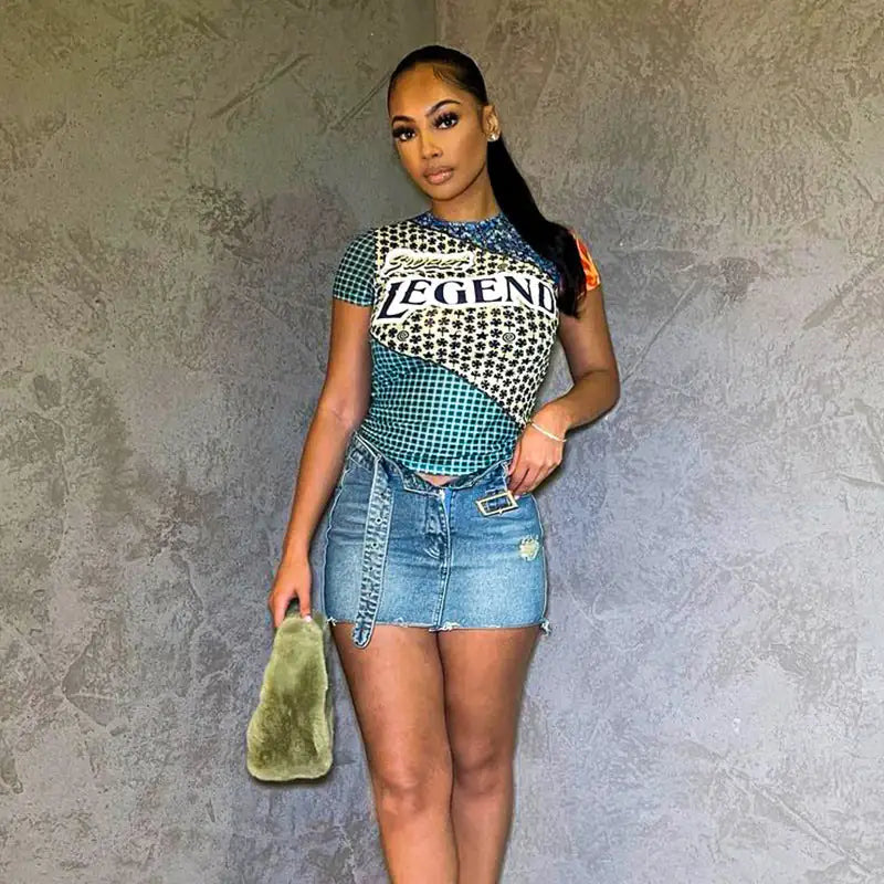 Sweet Legend Print Cropped Tee