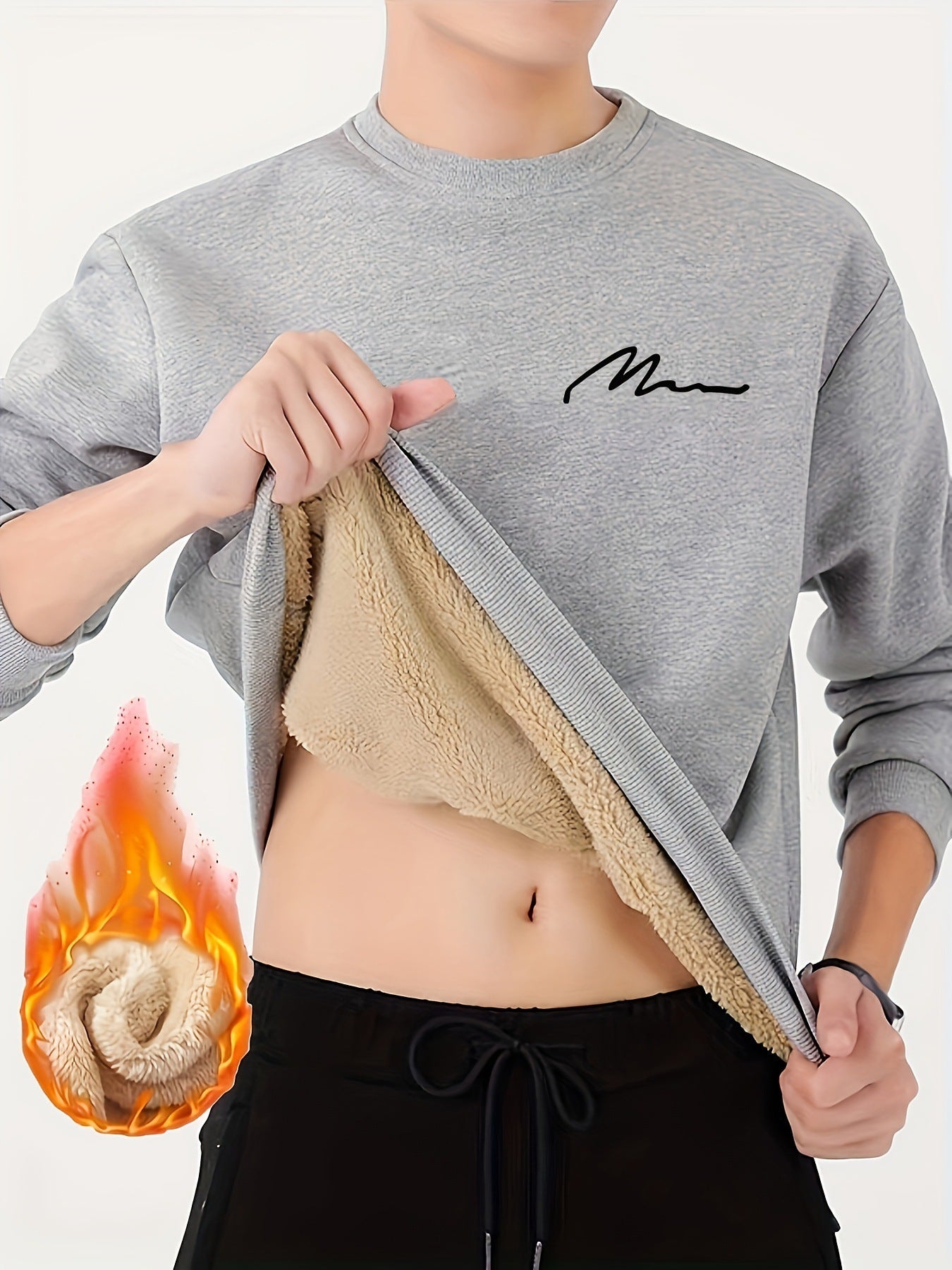 Wool Loose Large Size Round Neck Casual T-shirt Men's Stretch Printed Long Sleeve Sweater