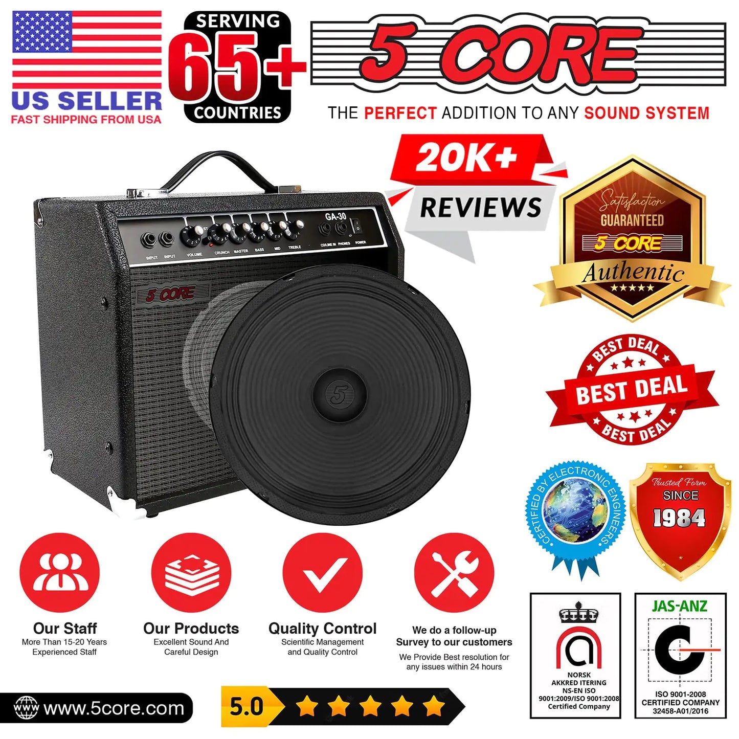 5Core 10 inch Guitar Speaker 60W RMS 8 Ohm 13Oz Magnet Replacement Driver for Guitars Amplifier