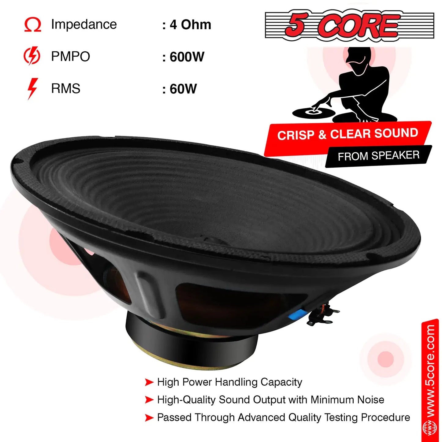 5Core 10 inch Guitar Speaker 60W RMS 8 Ohm 13Oz Magnet Replacement Driver for Guitars Amplifier