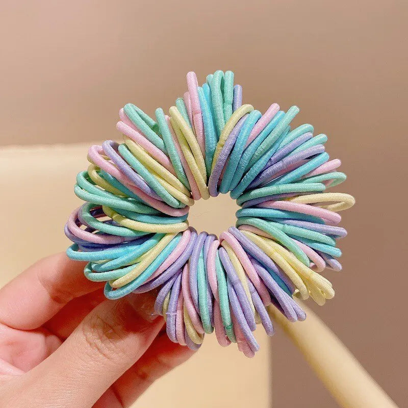 250/300Pcs Girls Colorful Hair Bands Set Nylon Elastic Rubber Band