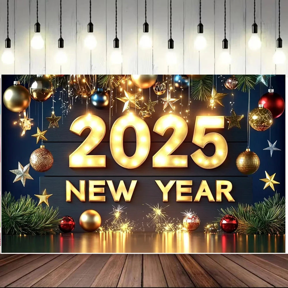 2025 Happy New Year Eve Party Background Colorful Lighting Banner 2025 New Year Celebrate Family Party Decoration Photo Supplies