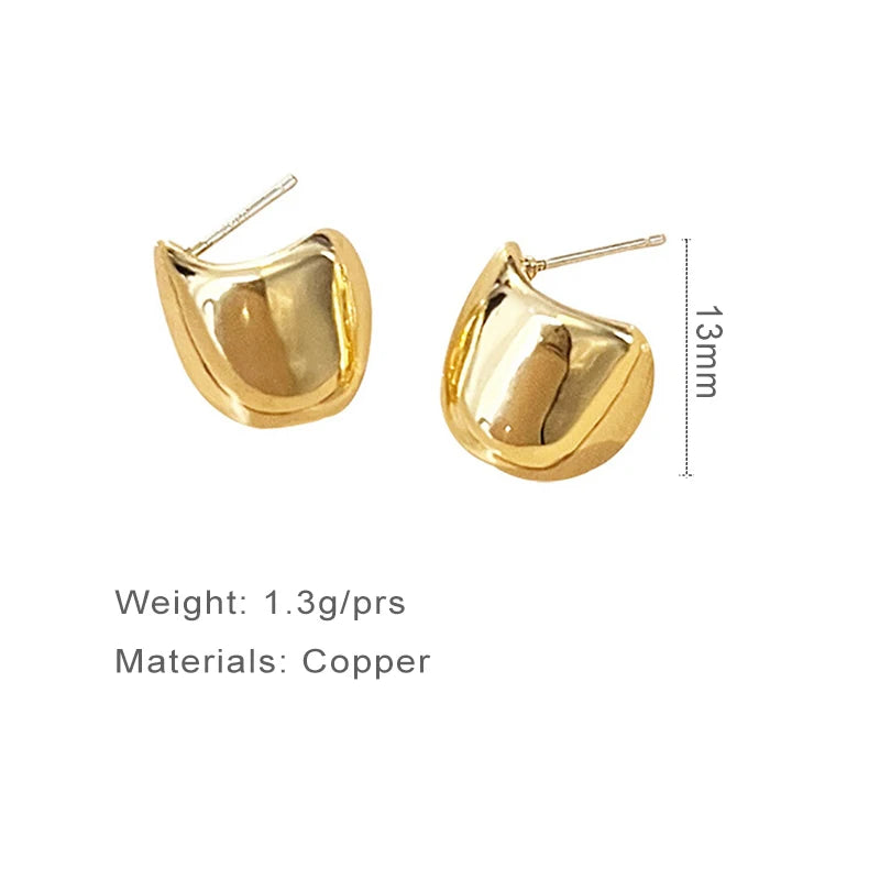 Cute Irregular Copper Earrings For Women Metal Curving C Post Studs Fashion New Design Styles Trendy Jewelry Girls's Gifts C1221
