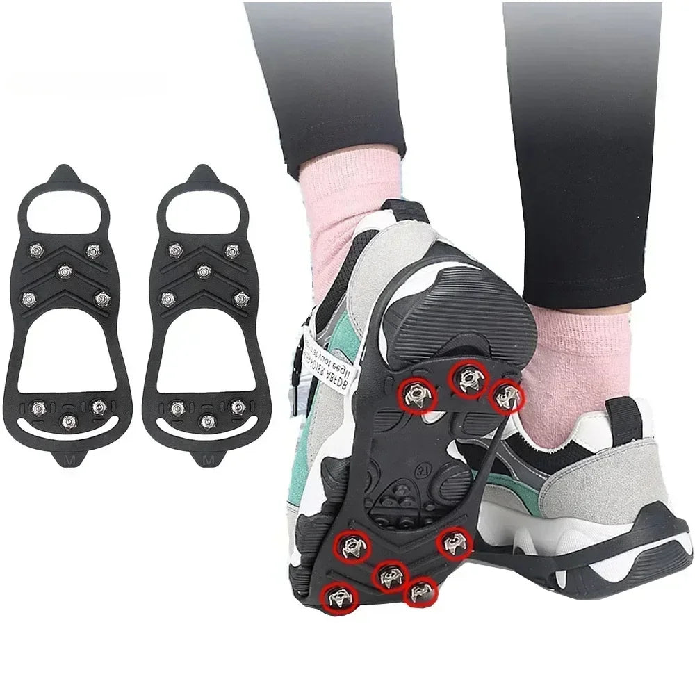 8 Teeth Climbing Crampons for Outdoor Winter Walk Ice Fishing Snow Shoes Antiskid Shoes Manganese Steel Shoe Covers Crampones
