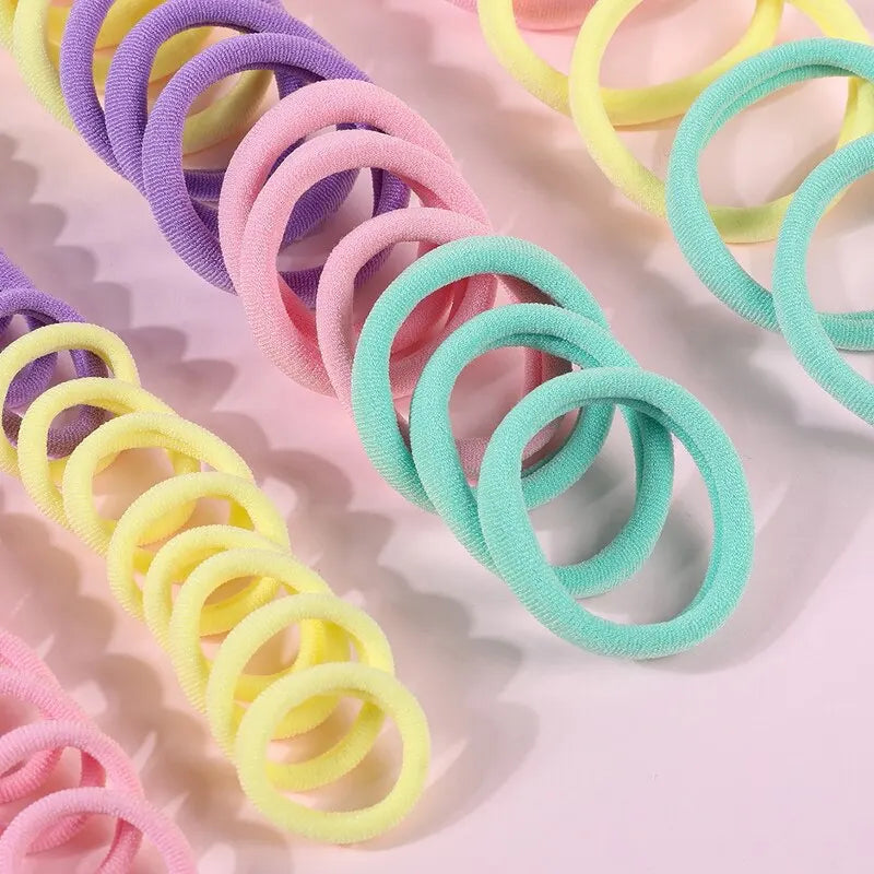 250/300Pcs Girls Colorful Hair Bands Set Nylon Elastic Rubber Band