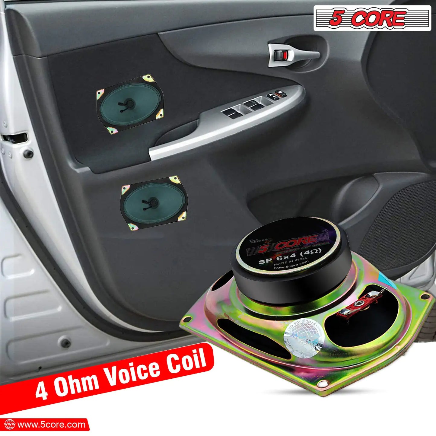 5Core Car Speakers 6 Inch Pair Replacement Loud Coaxial 4 Ohm Component Stereo Door Speaker Set