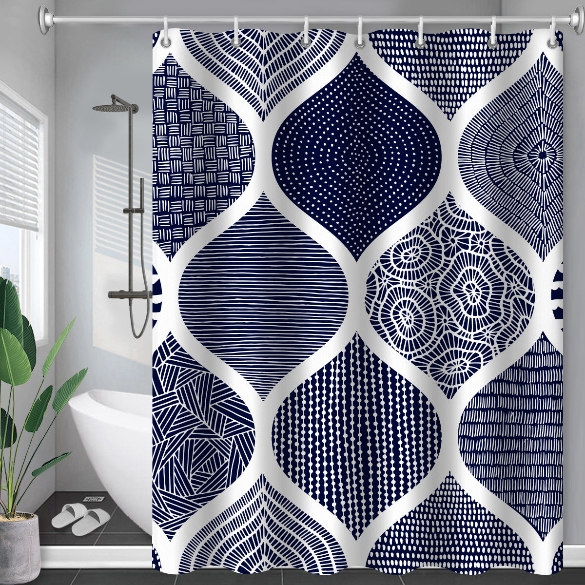 Waterproof Shower Curtain Cross-border Amazon Polyester Toilet Shower Curtain