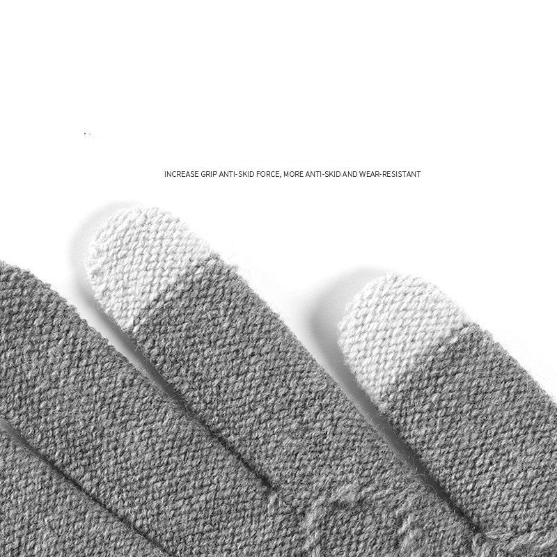 Winter Men's Wool Keep Warm Fleece-lined Finger Touch Screen Knitted Gloves