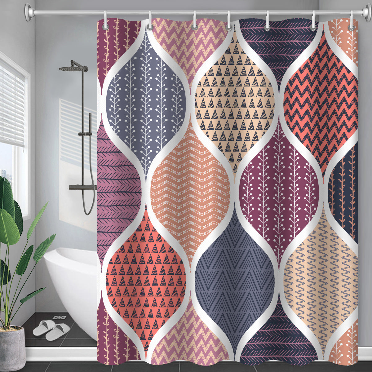 Waterproof Shower Curtain Cross-border Amazon Polyester Toilet Shower Curtain