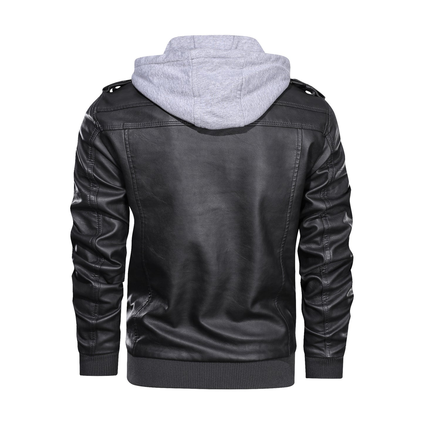 Leather Jacket Black Autumn Men's Coat Slim Fit Zipper