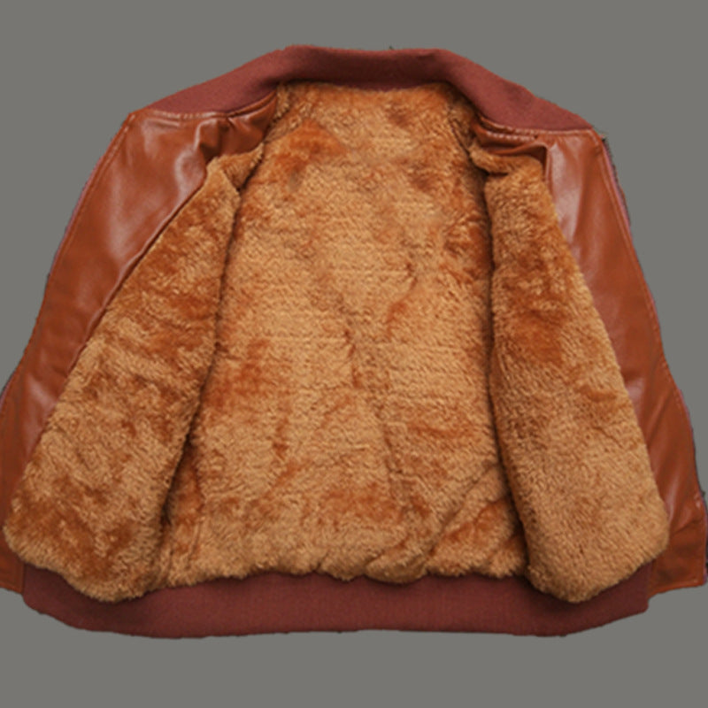 Children's Plush Padded Pu Leather Jacket
