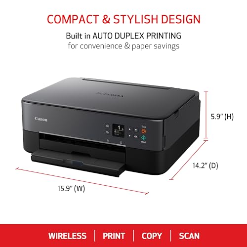 Canon PIXMA TS6420a All-in-One Wireless Inkjet Printer [Print,Copy,Scan], Black, Works with Alexa