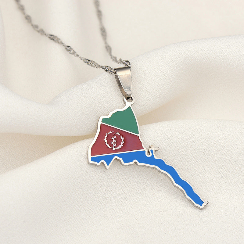 European And American Retro Ethnic Style Eritrea Map Necklace