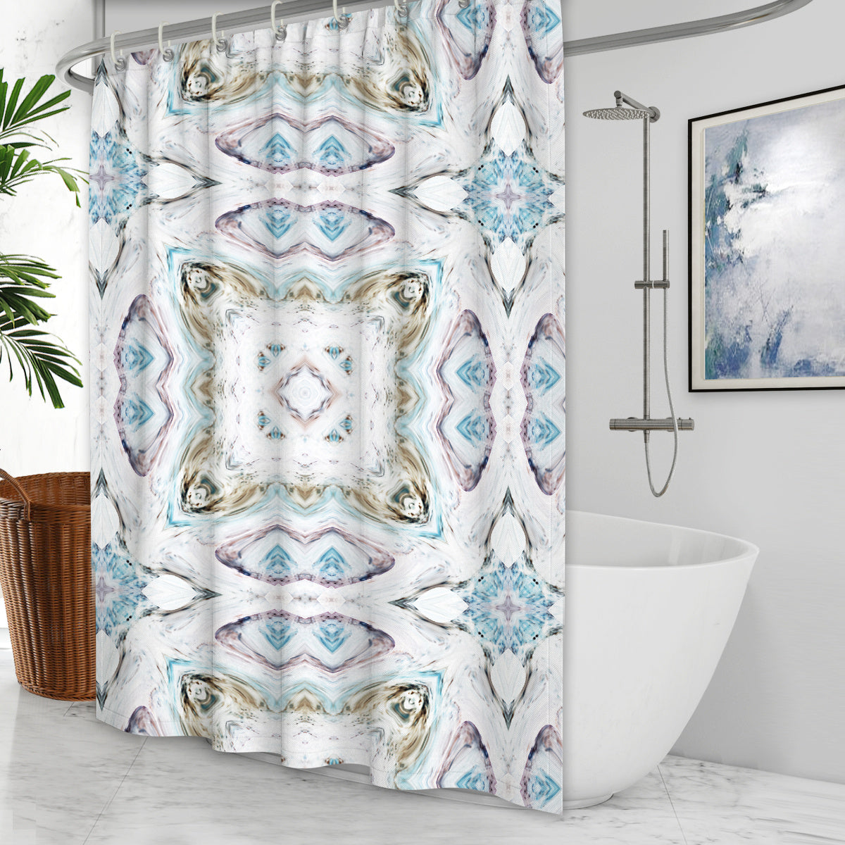 Waterproof Shower Curtain Cross-border Amazon Polyester Toilet Shower Curtain