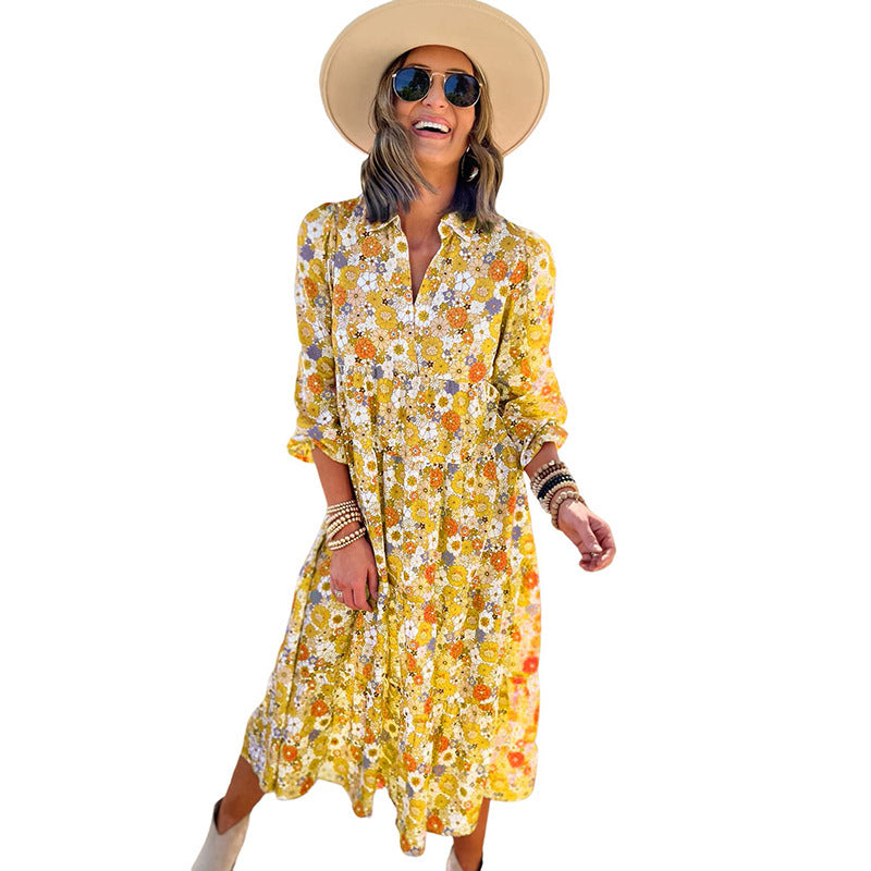 Bohemian Style Printed Dopamine Dress