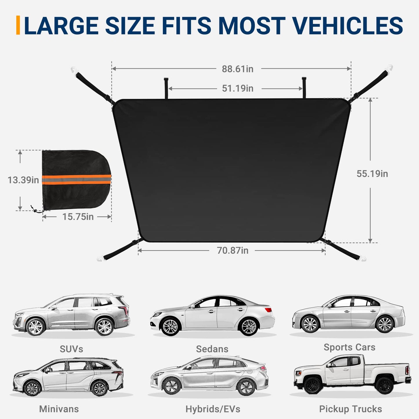 AstroAI Car Windshield Snow Cover, Windshield Cover for ice and Snow, Frost Windshield Cover for Ice, 2*Removal Side Mirror Protector, Windproof UV Sunshade Cover for Cars, SUVs, Vans