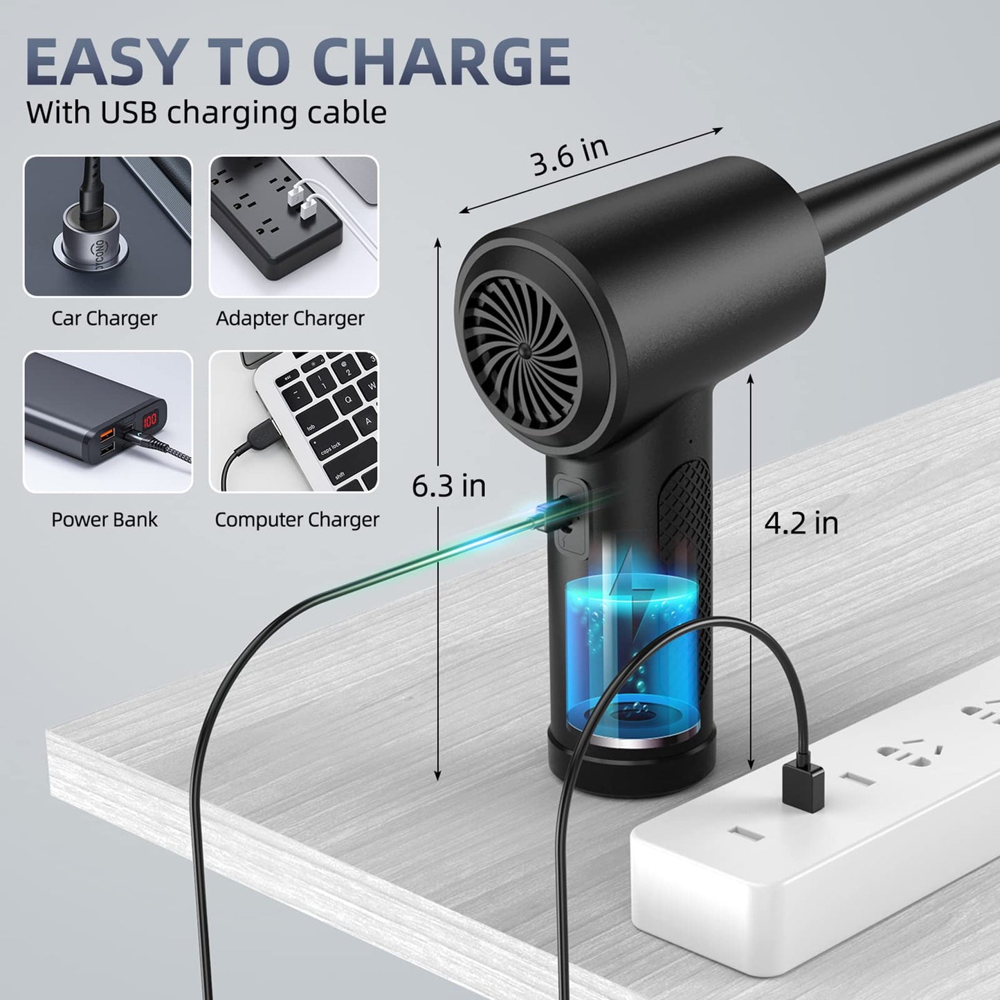 Compressed air Duster - Keyboard Cleaner for Office no Canned Reusable Good Replacement Can Electric 91000RPM Jet Dry Duster 7600mAh -pc Cleaning-Jet Dryer Blower-car Dry dusters Electric