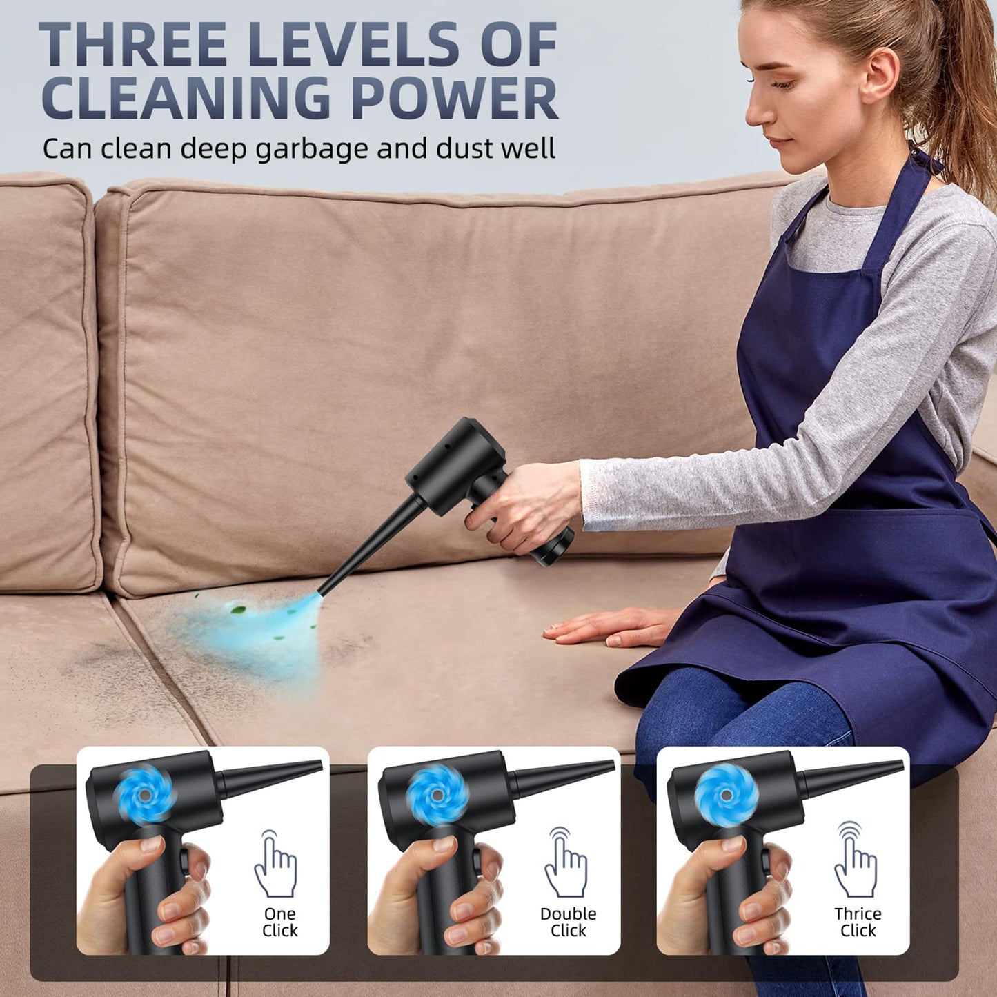 Compressed air Duster - Keyboard Cleaner for Office no Canned Reusable Good Replacement Can Electric 91000RPM Jet Dry Duster 7600mAh -pc Cleaning-Jet Dryer Blower-car Dry dusters Electric