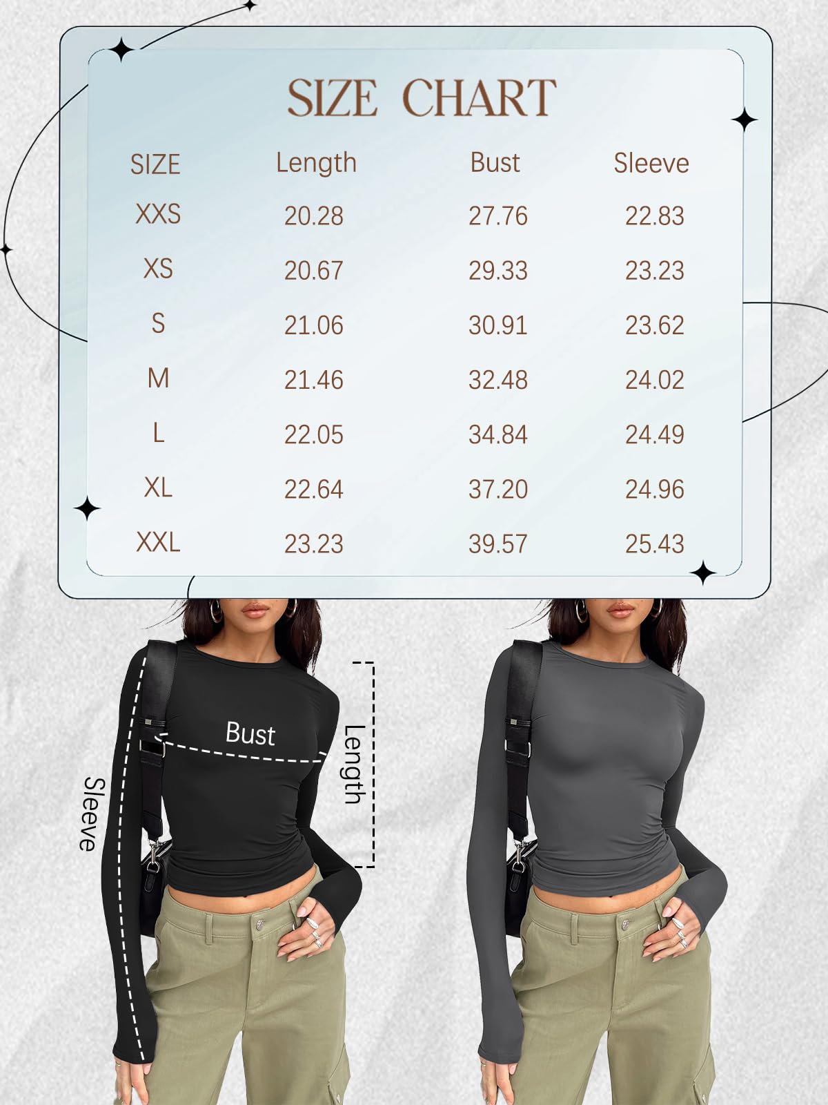 Trendy Queen Long Sleeve Shirts for Women Basic Spring Crop Tops Tees Tight Slim Fit Cute Going Out New Year Outfits Teen Girls Fall Winter Y2k Clothing 2024 Black M