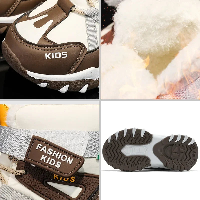 Boys Snow Boots Winter Waterproof Antiskid Boots Hiking Outdoor Shoes for Unisex Kids(/Little Kid/Big Kid) L9737-1