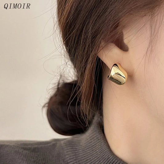 Cute Irregular Copper Earrings For Women Metal Curving C Post Studs Fashion New Design Styles Trendy Jewelry Girls's Gifts C1221