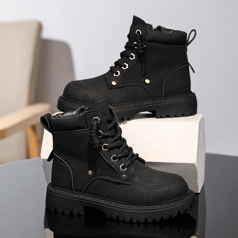 Children Boots Winter Boy Girls Shoes Thick Sole Non-slip Warm Sports Shoes Sneaker Outdoor Ankle Boots for Girls Boys