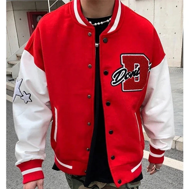 Y2k Letter embroidery men jacket coat 2024 new stitching embroidery baseball uniform men casual loose jacket couple clothes