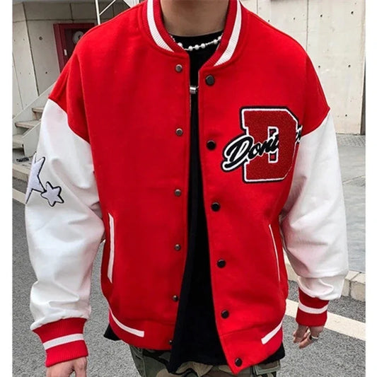 Y2k Letter embroidery men jacket coat 2024 new stitching embroidery baseball uniform men casual loose jacket couple clothes