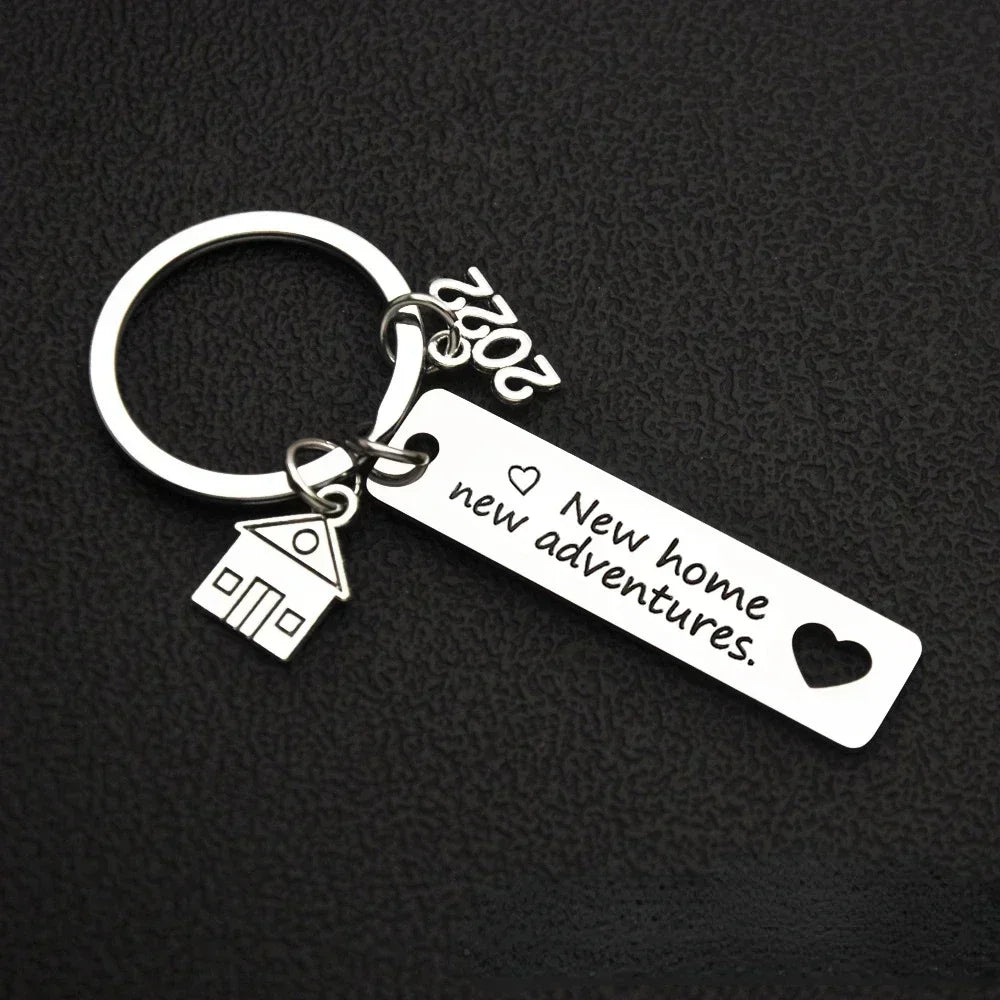 2025 New Home Housewarming Keychain Pendant Metal New Home New Adventures Key Chains Keyrings Housewarming Gift