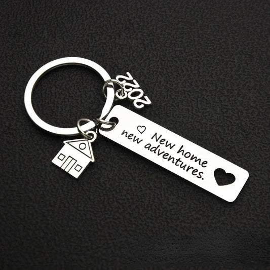 2025 New Home Housewarming Keychain Pendant Metal New Home New Adventures Key Chains Keyrings Housewarming Gift