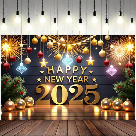 2025 Happy New Year Eve Party Background Colorful Lighting Banner 2025 New Year Celebrate Family Party Decoration Photo Supplies