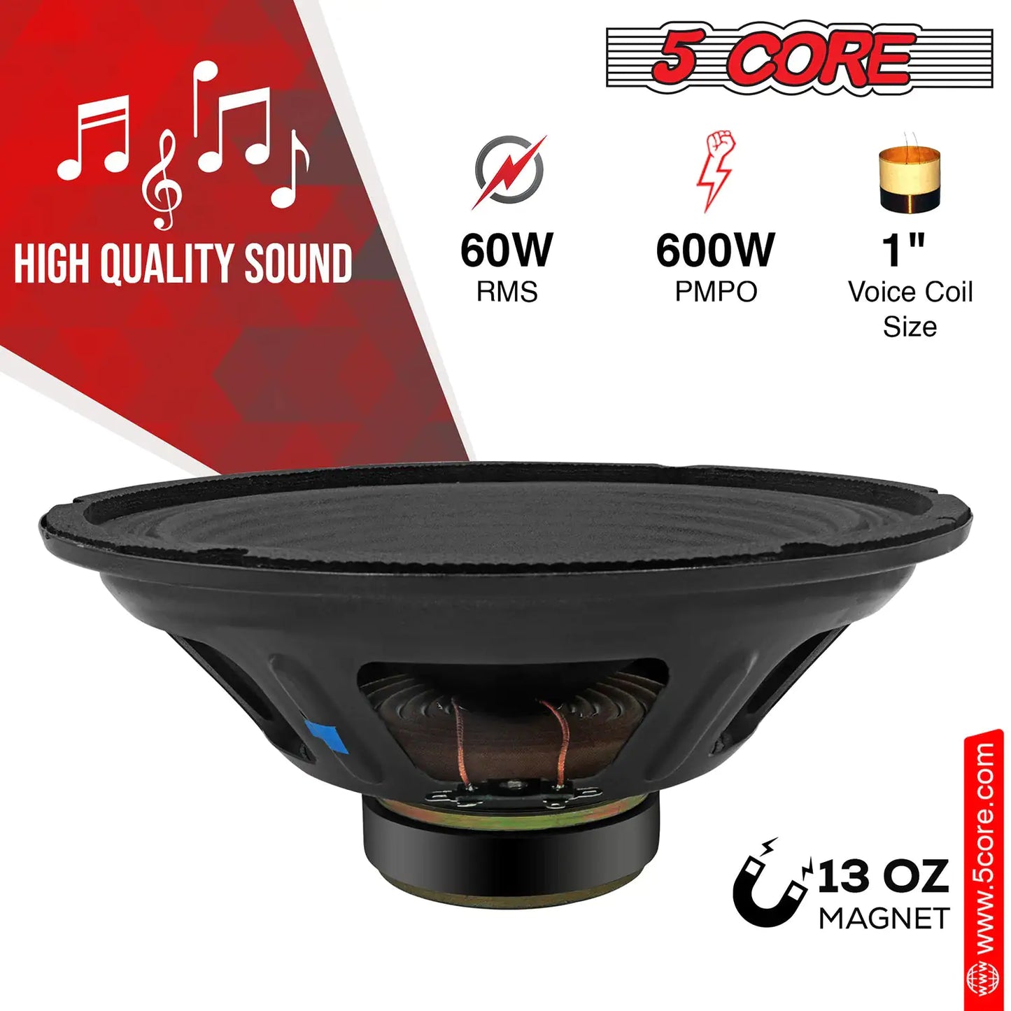 5Core 10 inch Guitar Speaker  60W RMS 8 Ohm 13Oz Magnet  Replacement Driver for Guitars Amplifier