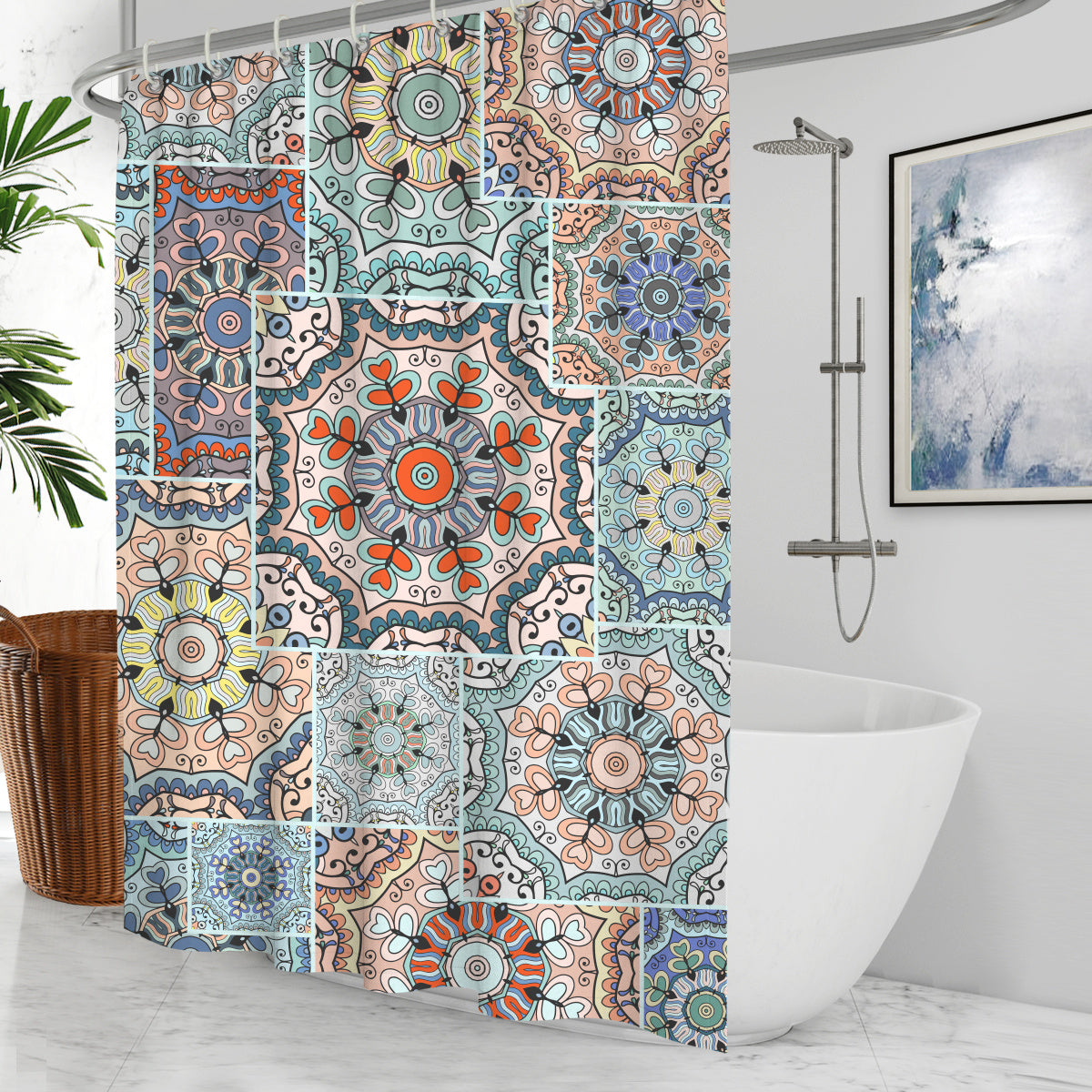 Waterproof Shower Curtain Cross-border Amazon Polyester Toilet Shower Curtain