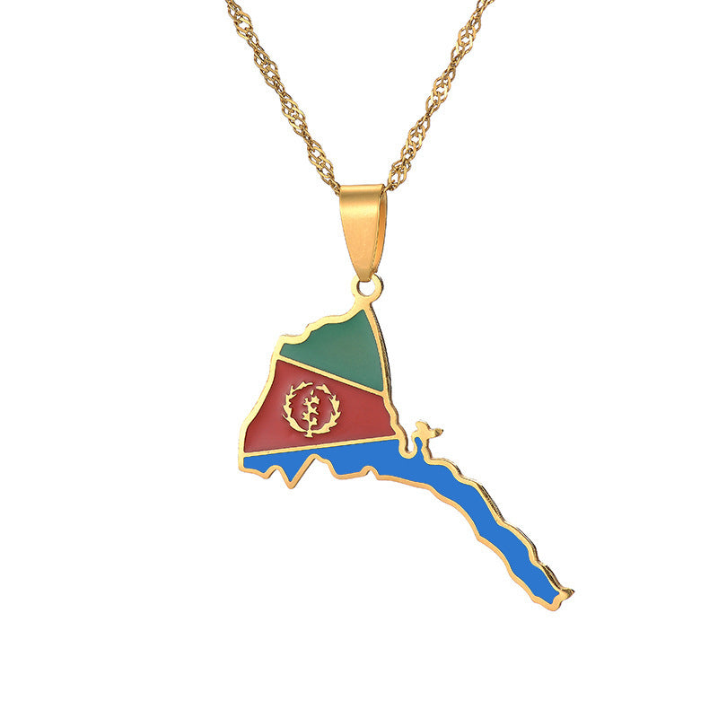 European And American Retro Ethnic Style Eritrea Map Necklace